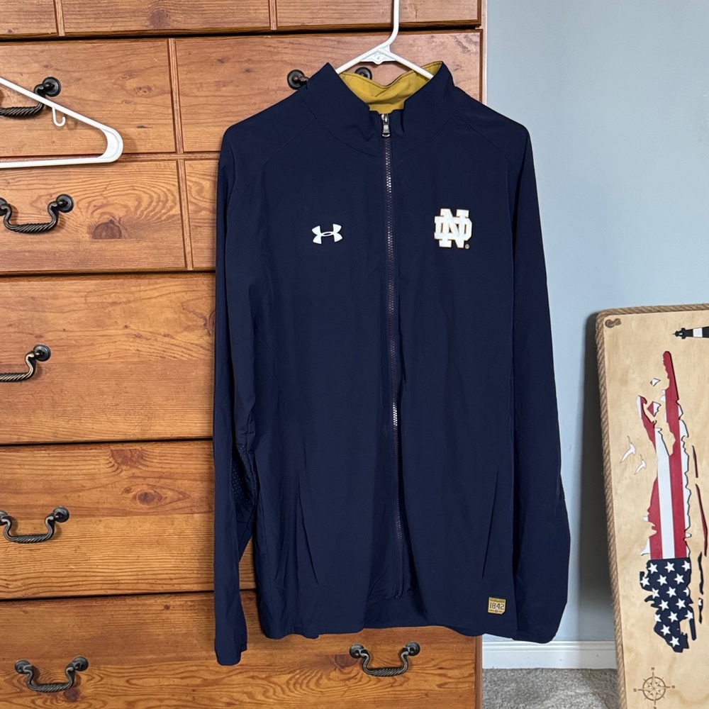 Under Armour Navy Windbreaker with Notre Dame Logo